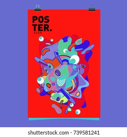 Abstract  Colorful Curvy Liquid Cover and Poster Design Template. Flat Bubble Shape Layout Design Composition and  Template.