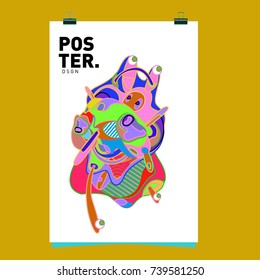 Abstract  Colorful Curvy Liquid Cover and Poster Design Template. Flat Bubble Shape Layout Design Composition and  Template.