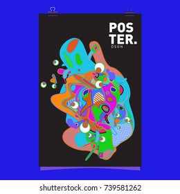 Abstract  Colorful Curvy Liquid Cover and Poster Design Template. Flat Bubble Shape Layout Design Composition and  Template.