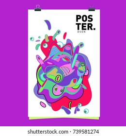 Abstract  Colorful Curvy Liquid Cover and Poster Design Template. Flat Bubble Shape Layout Design Composition and  Template.