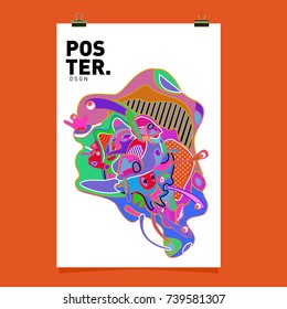 Abstract  Colorful Curvy Liquid Cover and Poster Design Template. Flat Bubble Shape Layout Design Composition and  Template.