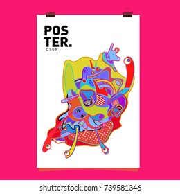Abstract  Colorful Curvy Liquid Cover and Poster Design Template. Flat Bubble Shape Layout Design Composition and  Template.