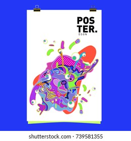 Abstract  Colorful Curvy Liquid Cover and Poster Design Template. Flat Bubble Shape Layout Design Composition and  Template.