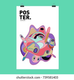 Abstract  Colorful Curvy Liquid Cover and Poster Design Template. Flat Bubble Shape Layout Design Composition and  Template.
