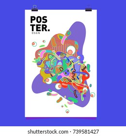 Abstract  Colorful Curvy Liquid Cover and Poster Design Template. Flat Bubble Shape Layout Design Composition and  Template.