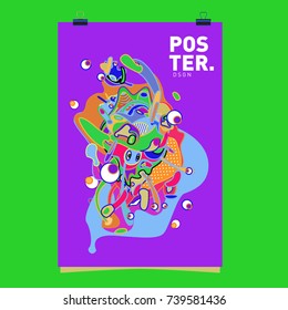 Abstract  Colorful Curvy Liquid Cover and Poster Design Template. Flat Bubble Shape Layout Design Composition and  Template.
