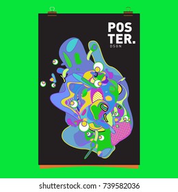Abstract  Colorful Curvy Liquid Cover and Poster Design Template. Flat Bubble Shape Layout Design Composition and  Template.