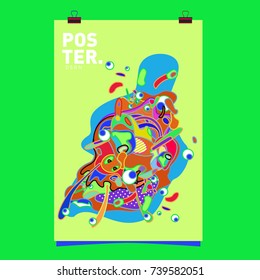 Abstract  Colorful Curvy Liquid Cover and Poster Design Template. Flat Bubble Shape Layout Design Composition and  Template.
