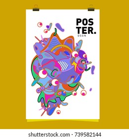 Abstract  Colorful Curvy Liquid Cover and Poster Design Template. Flat Bubble Shape Layout Design Composition and  Template.