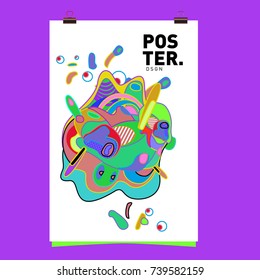Abstract  Colorful Curvy Liquid Cover and Poster Design Template. Flat Bubble Shape Layout Design Composition and  Template.