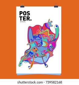 Abstract  Colorful Curvy Liquid Cover and Poster Design Template. Flat Bubble Shape Layout Design Composition and  Template.