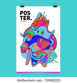 Abstract  Colorful Curvy Liquid Cover and Poster Design Template. Flat Bubble Shape Layout Design Composition and  Template.