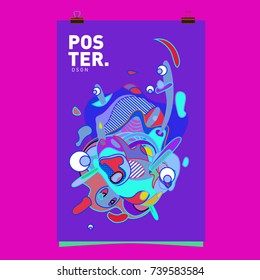 Abstract  Colorful Curvy Liquid Cover and Poster Design Template. Flat Bubble Shape Layout Design Composition and  Template.