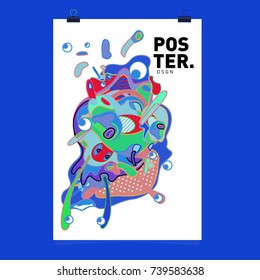 Abstract  Colorful Curvy Liquid Cover and Poster Design Template. Flat Bubble Shape Layout Design Composition and  Template.