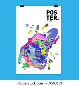 Abstract  Colorful Curvy Liquid Cover and Poster Design Template. Flat Bubble Shape Layout Design Composition and  Template.