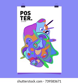 Abstract  Colorful Curvy Liquid Cover and Poster Design Template. Flat Bubble Shape Layout Design Composition and  Template.