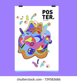 Abstract  Colorful Curvy Liquid Cover and Poster Design Template. Flat Bubble Shape Layout Design Composition and  Template.