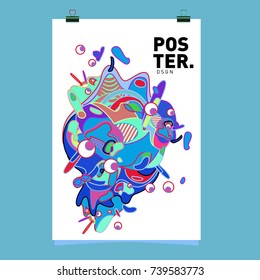 Abstract  Colorful Curvy Liquid Cover and Poster Design Template. Flat Bubble Shape Layout Design Composition and  Template.