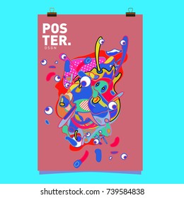 Abstract  Colorful Curvy Liquid Cover and Poster Design Template. Flat Bubble Shape Layout Design Composition and  Template.