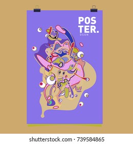 Abstract  Colorful Curvy Liquid Cover and Poster Design Template. Flat Bubble Shape Layout Design Composition and  Template.