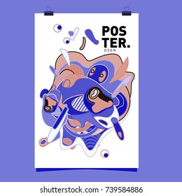 Abstract  Colorful Curvy Liquid Cover and Poster Design Template. Flat Bubble Shape Layout Design Composition and  Template.