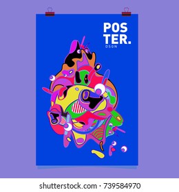Abstract  Colorful Curvy Liquid Cover and Poster Design Template. Flat Bubble Shape Layout Design Composition and  Template.