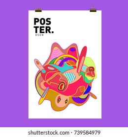 Abstract  Colorful Curvy Liquid Cover and Poster Design Template. Flat Bubble Shape Layout Design Composition and  Template.