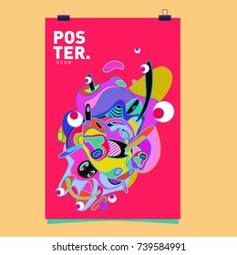 Abstract  Colorful Curvy Liquid Cover and Poster Design Template. Flat Bubble Shape Layout Design Composition and  Template.