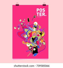 Abstract  Colorful Curvy Liquid Cover and Poster Design Template. Flat Bubble Shape Layout Design Composition and  Template.