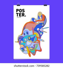 Abstract  Colorful Curvy Liquid Cover and Poster Design Template. Flat Bubble Shape Layout Design Composition and  Template.