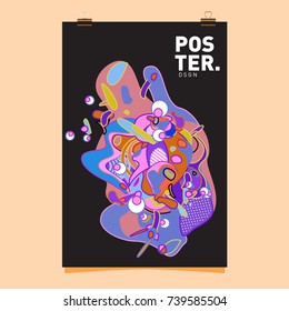 Abstract  Colorful Curvy Liquid Cover and Poster Design Template. Flat Bubble Shape Layout Design Composition and  Template.