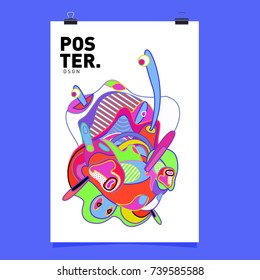 Abstract  Colorful Curvy Liquid Cover and Poster Design Template. Flat Bubble Shape Layout Design Composition and  Template.