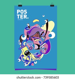 Abstract  Colorful Curvy Liquid Cover and Poster Design Template. Flat Bubble Shape Layout Design Composition and  Template.