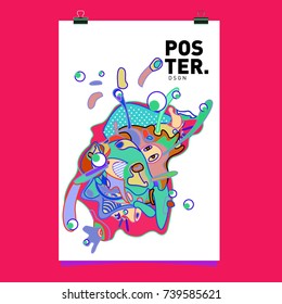 Abstract  Colorful Curvy Liquid Cover and Poster Design Template. Flat Bubble Shape Layout Design Composition and  Template.