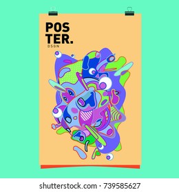 Abstract  Colorful Curvy Liquid Cover and Poster Design Template. Flat Bubble Shape Layout Design Composition and  Template.