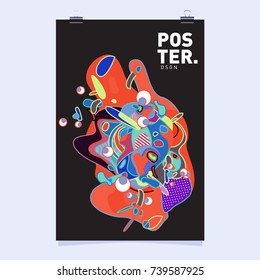 Abstract  Colorful Curvy Liquid Cover and Poster Design Template. Flat Bubble Shape Layout Design Composition and  Template.