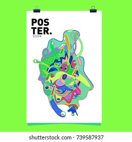 Abstract  Colorful Curvy Liquid Cover and Poster Design Template. Flat Bubble Shape Layout Design Composition and  Template.