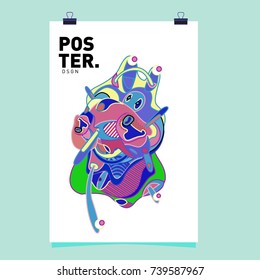 Abstract  Colorful Curvy Liquid Cover and Poster Design Template. Flat Bubble Shape Layout Design Composition and  Template.