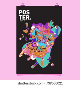 Abstract  Colorful Curvy Liquid Cover and Poster Design Template. Flat Bubble Shape Layout Design Composition and  Template.