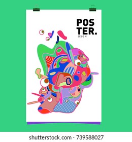 Abstract  Colorful Curvy Liquid Cover and Poster Design Template. Flat Bubble Shape Layout Design Composition and  Template.