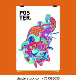 Abstract  Colorful Curvy Liquid Cover and Poster Design Template. Flat Bubble Shape Layout Design Composition and  Template.