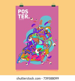 Abstract  Colorful Curvy Liquid Cover and Poster Design Template. Flat Bubble Shape Layout Design Composition and  Template.