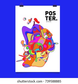 Abstract  Colorful Curvy Liquid Cover and Poster Design Template. Flat Bubble Shape Layout Design Composition and  Template.