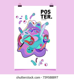 Abstract  Colorful Curvy Liquid Cover and Poster Design Template. Flat Bubble Shape Layout Design Composition and  Template.