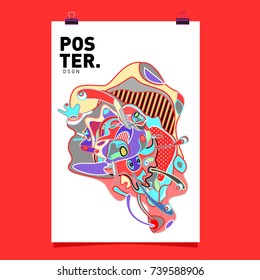 Abstract  Colorful Curvy Liquid Cover and Poster Design Template. Flat Bubble Shape Layout Design Composition and  Template.