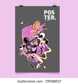 Abstract  Colorful Curvy Liquid Cover and Poster Design Template. Flat Bubble Shape Layout Design Composition and  Template.