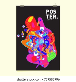 Abstract  Colorful Curvy Liquid Cover and Poster Design Template. Flat Bubble Shape Layout Design Composition and  Template.