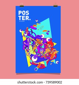 Abstract  Colorful Curvy Liquid Cover and Poster Design Template. Flat Bubble Shape Layout Design Composition and  Template.