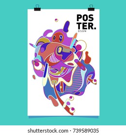 Abstract  Colorful Curvy Liquid Cover and Poster Design Template. Flat Bubble Shape Layout Design Composition and  Template.