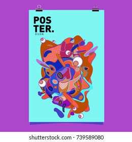 Abstract  Colorful Curvy Liquid Cover and Poster Design Template. Flat Bubble Shape Layout Design Composition and  Template.